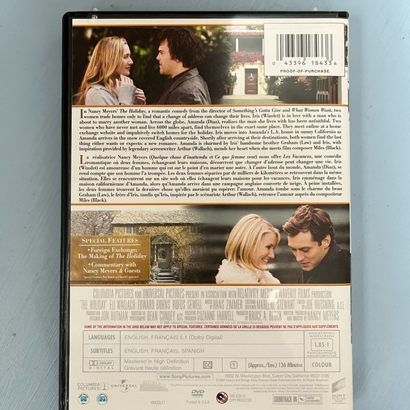 ๐4/$25๐ The Holiday Movie DVD, Romantic Comedy - Picture 2 of 4